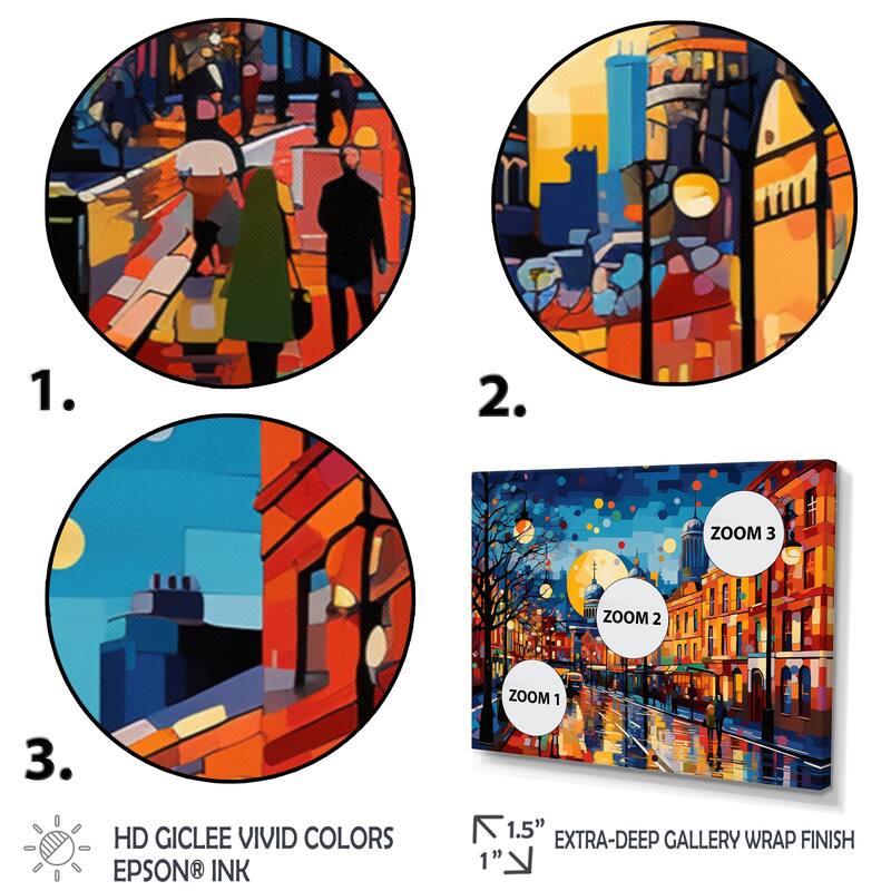 Designart "City Dublin Popart III" Dublin Metal Art Print Set Bed